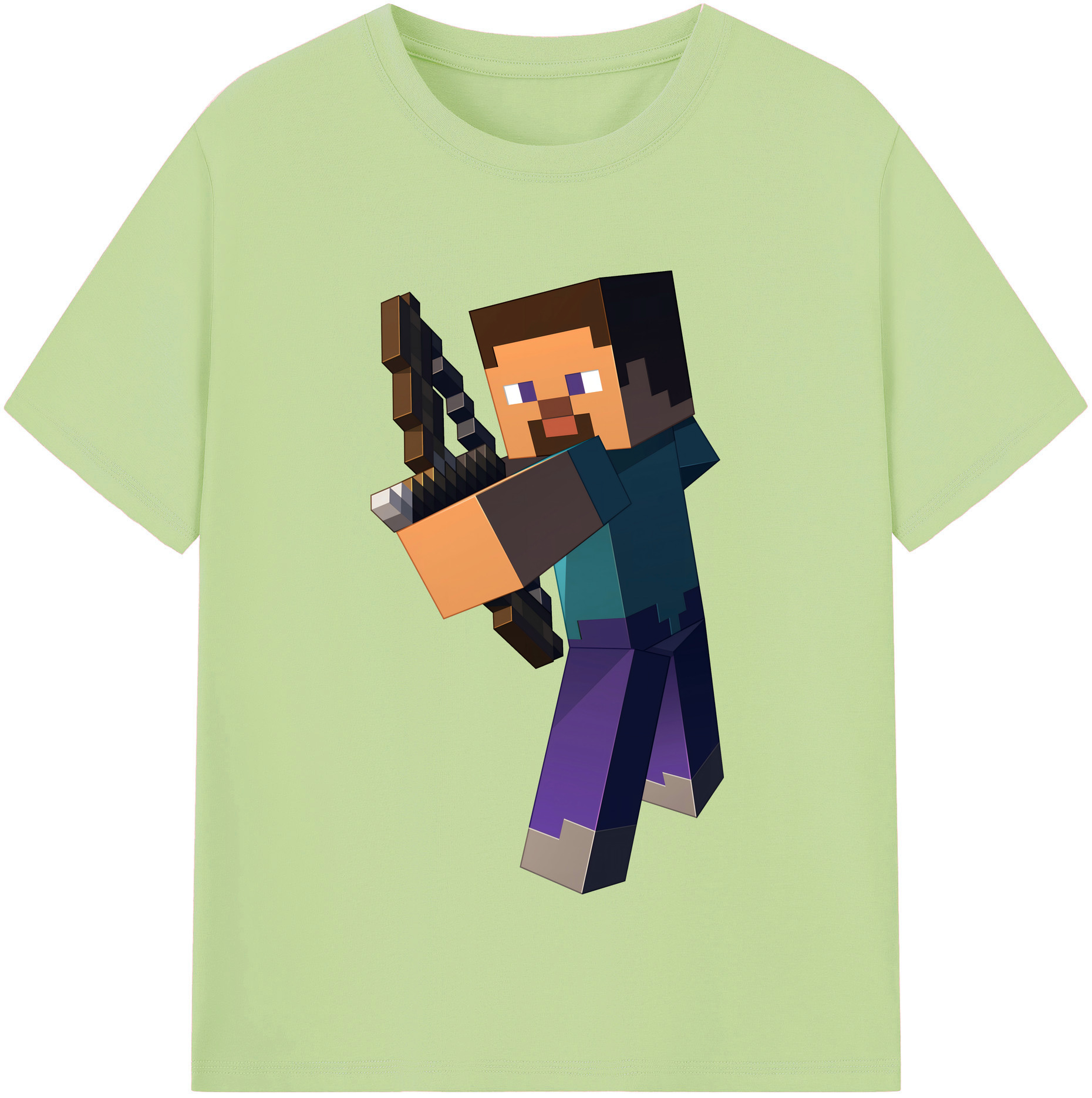 （画像用） マインクラフト ブロックの世界 Minecraft MC Block world 綿100％半袖Tシャツ（フロントプリント）